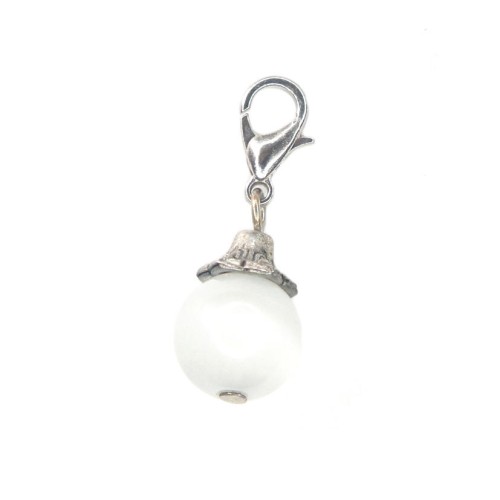 White glass ball dangle
