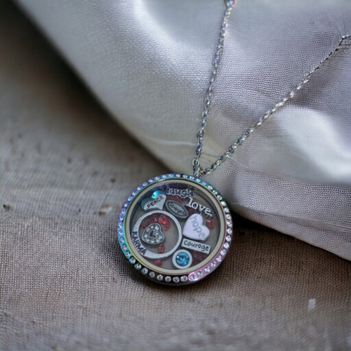 Large Crystal Rainbow Memory Locket