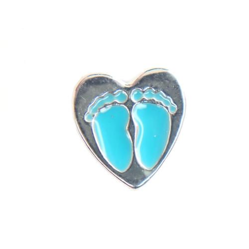 Blue Baby Feet In Heart Charm Blue Baby Feet In Heart Charm