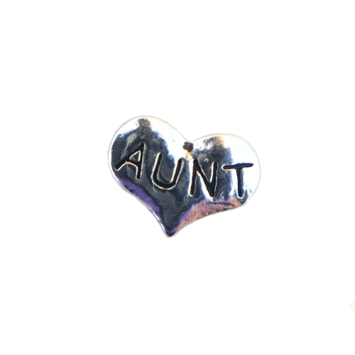 Small Silver Aunt Heart Charm 