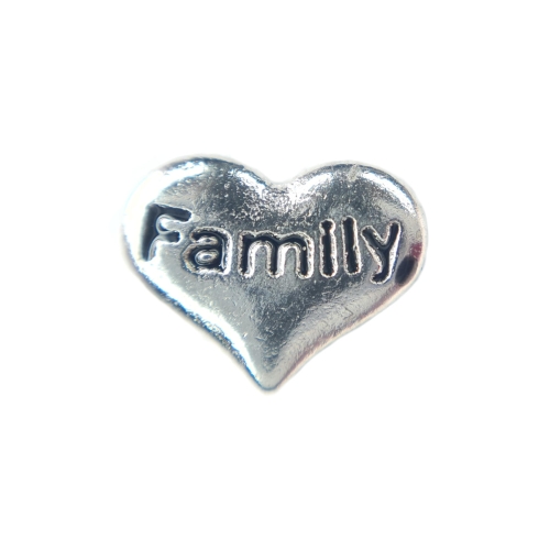 Silver Family Heart Charm 