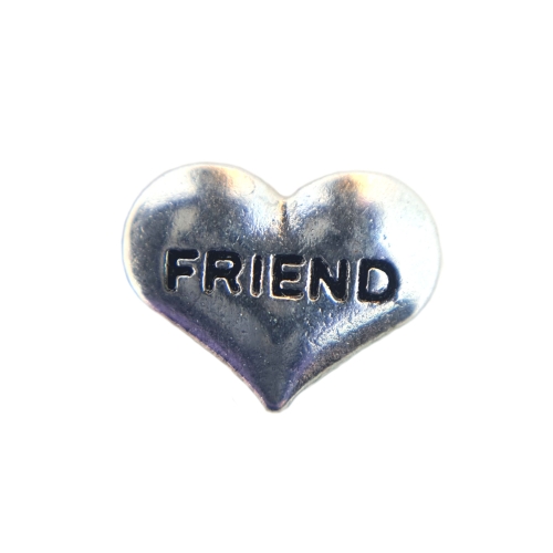 Silver Friend Heart Charm 