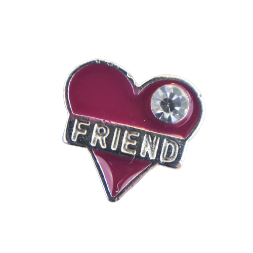 Dark Pink Friend Heart Charm 