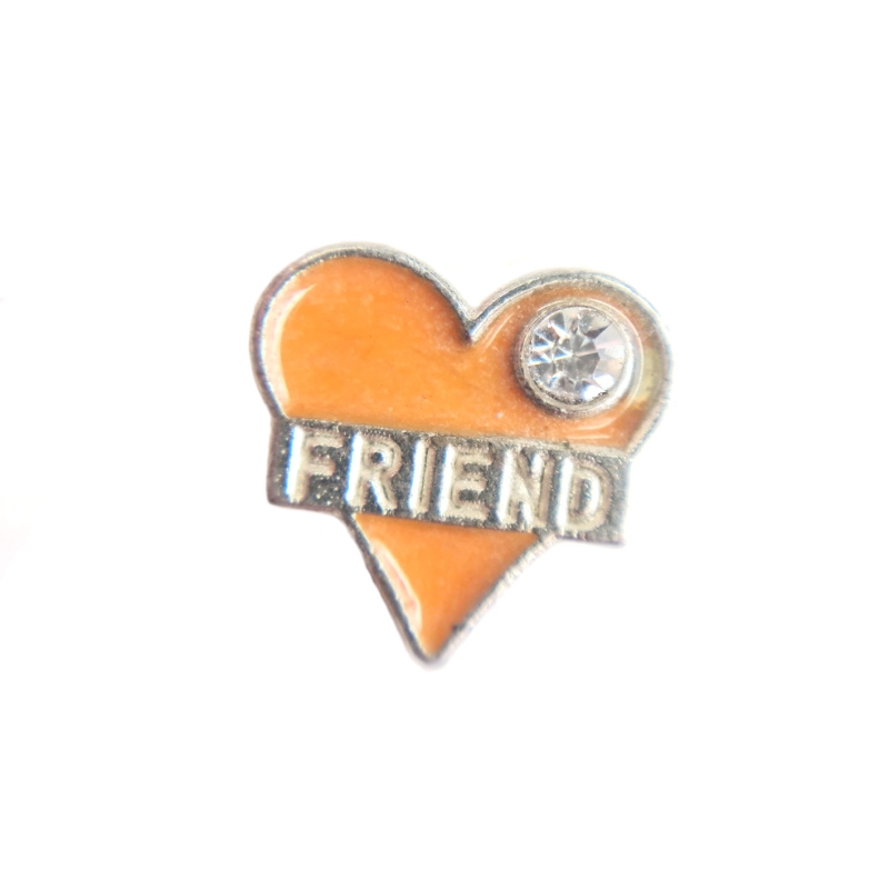 Orange Friend Heart Charm 