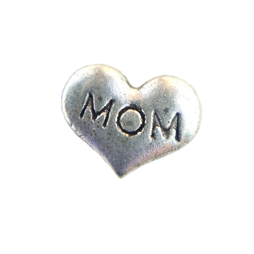Silver Mom Heart Charm 