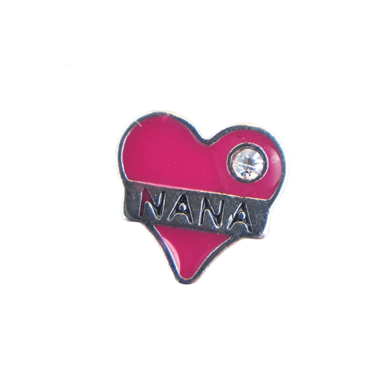 Dark Pink Nana Heart Charm 