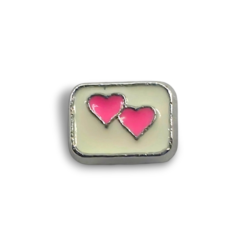 Double Pink Heart Charm