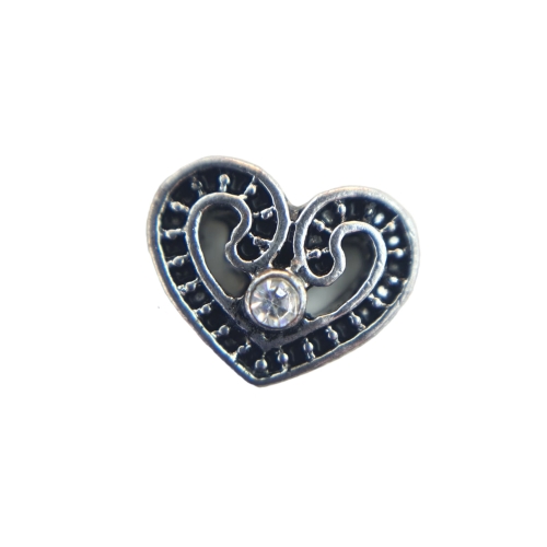 Filigree Crystal Heart Charm