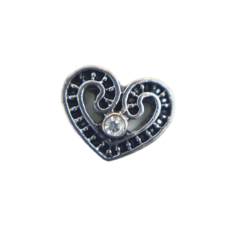 Filigree Crystal Heart Charm