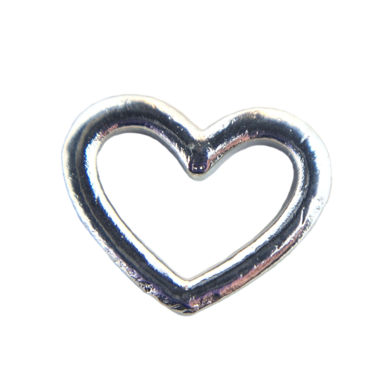Large Silver Hollow Heart Charm