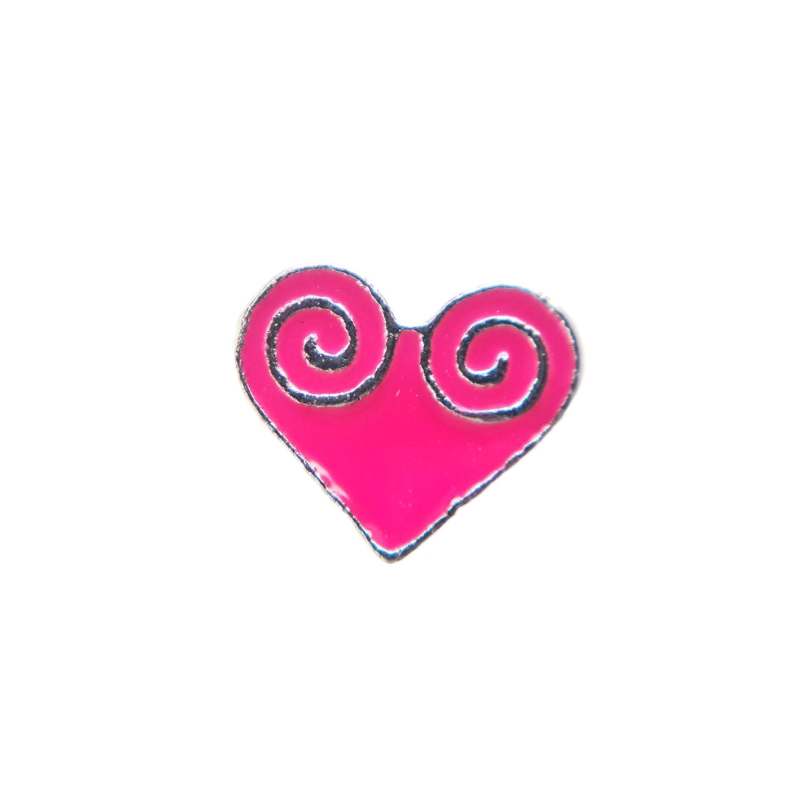 Pink Double Swirl Heart Charm