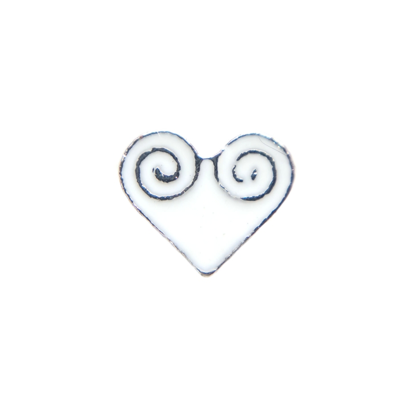 White double swirl heart charm White double swirl heart charm